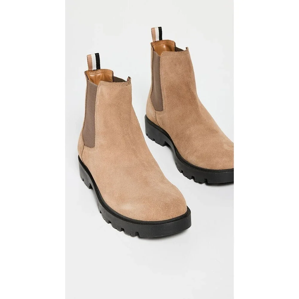 Boss Adley Boots Men's 9 Beige Cowskin Leather Round Toe Ankle Chelsea JOBB1106